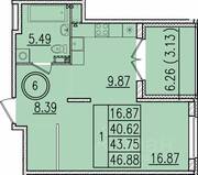 МЖК «Образцовый квартал 13», планировка 1-комнатной квартиры, 40.62 м²