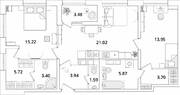 ЖК «БелАрт», планировка 2-комнатной квартиры, 76.15 м²