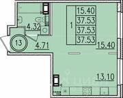 МЖК «Образцовый квартал 13», планировка 1-комнатной квартиры, 37.53 м²