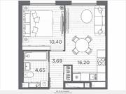 ЖК «Plus Пулковский», планировка 1-комнатной квартиры, 34.94 м²