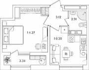 ЖК «БелАрт», планировка 1-комнатной квартиры, 32.17 м²