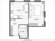 ЖК «Plus Пулковский», планировка 1-комнатной квартиры, 37.10 м²
