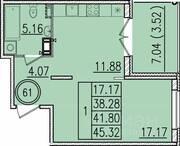 МЖК «Образцовый квартал 13», планировка 1-комнатной квартиры, 38.28 м²