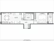 ЖК «Plus Пулковский», планировка 1-комнатной квартиры, 40.62 м²