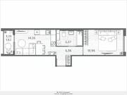 ЖК «Plus Пулковский», планировка 1-комнатной квартиры, 40.56 м²