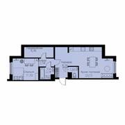 ЖК «ID Кудрово», планировка 1-комнатной квартиры, 56.91 м²