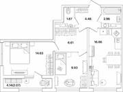 ЖК «Академик», планировка 2-комнатной квартиры, 59.19 м²