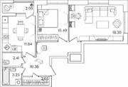 ЖК «БелАрт», планировка 2-комнатной квартиры, 60.13 м²