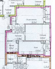 ЖК «Восток», планировка 2-комнатной квартиры, 64.97 м²