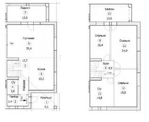 КП «Заповедный парк-2», планировка 5-комнатной квартиры, 172.80 м²
