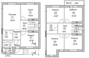КП «Заповедный парк-2», планировка 5-комнатной квартиры, 174.40 м²
