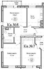 ЖК «Гнездо аиста», планировка 2-комнатной квартиры, 67.20 м²