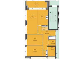 ЖК «Циолковский», планировка 3-комнатной квартиры, 108.33 м²