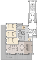 ЖК «Savvin River Residence», планировка 4-комнатной квартиры, 169.40 м²