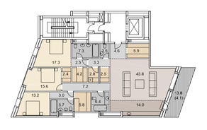 ЖК «Savvin River Residence», планировка 4-комнатной квартиры, 174.10 м²