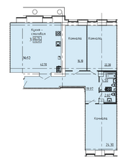 МЖК «Дворянское сословие», планировка 3-комнатной квартиры, 132.47 м²