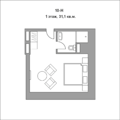Апарт-отель «Acqualina Apartments», планировка студии, 31.10 м²