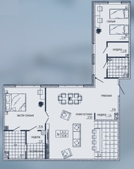 ЖК «Маленькая Франция», планировка 2-комнатной квартиры, 112.38 м²