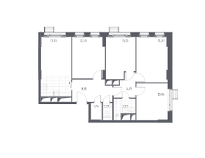 МФК «Спутник», планировка 4-комнатной квартиры, 84.60 м²