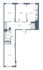 ЖК «Дом у Каретного», планировка 3-комнатной квартиры, 80.20 м²