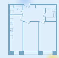 ЖК «Stellar City», планировка 2-комнатной квартиры, 61.40 м²