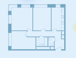 ЖК «Stellar City», планировка 3-комнатной квартиры, 79.30 м²