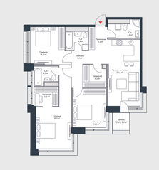 МФК «Ривер Парк», планировка 4-комнатной квартиры, 111.80 м²