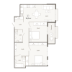 ЖК «Наследие», планировка 2-комнатной квартиры, 78.33 м²
