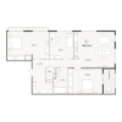 ЖК «Наследие», планировка 3-комнатной квартиры, 105.53 м²