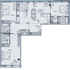 ЖК «Маленькая Франция», планировка 3-комнатной квартиры, 142.56 м²
