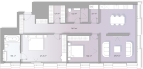 МФК «Lumin», планировка 2-комнатной квартиры, 110.80 м²