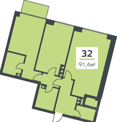 ЖК «LEVEL Barvikha Residence», планировка квартиры со свободной планировкой, 94.10 м²