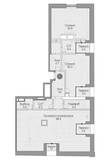 МФК «Пречистенка 8», планировка 2-комнатной квартиры, 166.00 м²