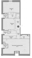 МФК «Пречистенка 8», планировка 2-комнатной квартиры, 176.00 м²
