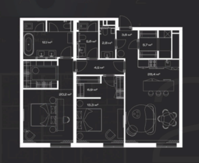 МФК «LUNAR», планировка 2-комнатной квартиры, 108.40 м²