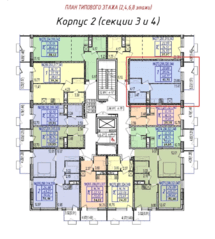 ЖК «Фрунзенский», планировка 1-комнатной квартиры, 41.51 м²