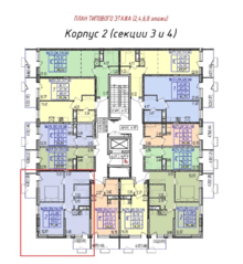 ЖК «Фрунзенский», планировка 2-комнатной квартиры, 51.46 м²