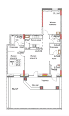 ЖК «Клюквенный», планировка 3-комнатной квартиры, 82.50 м²