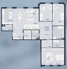 ЖК «Amo», планировка 3-комнатной квартиры, 159.32 м²
