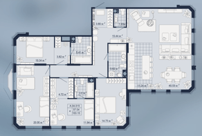 ЖК «Amo», планировка 4-комнатной квартиры, 153.15 м²