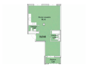 ЖК «Вдохновение», планировка 2-комнатной квартиры, 66.85 м²