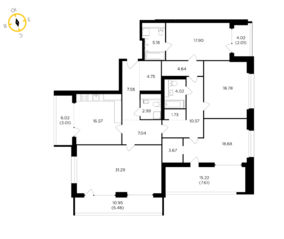 ЖК «RiverSky», планировка 4-комнатной квартиры, 173.50 м²
