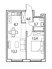 ЖК «Новый Зеленоград», планировка 2-комнатной квартиры, 41.60 м²
