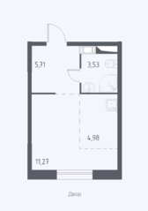 ЖК «Люберцы 2022», планировка 1-комнатной квартиры, 25.49 м²
