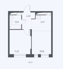 ЖК «Люберцы 2022», планировка 2-комнатной квартиры, 36.08 м²