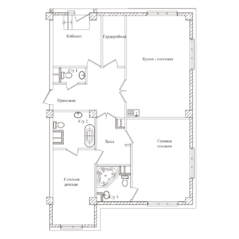 МФК «Резиденции Замоскворечье», планировка квартиры со свободной планировкой, 117.00 м²
