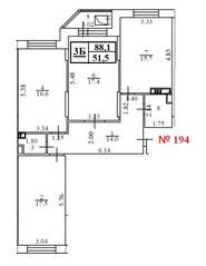 ЖК «Аврора (Химки)», планировка 3-комнатной квартиры, 86.71 м²