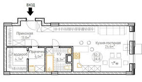 ЖК «Суханово Spa Deluxe», планировка студии, 52.30 м²