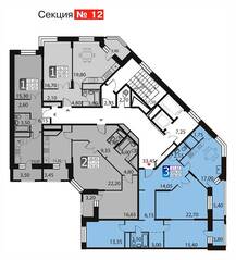 ЖК «Загорье», планировка 3-комнатной квартиры, 110.00 м²