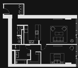 МФК «ОКО», планировка квартиры со свободной планировкой, 88.00 м²